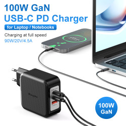 СЕТЕВОЕ ЗАРЯДНОЕ УСТРОЙСТВО Kingma 100W GaN USB Charger, мощность до 100W, 2 порта USB-C + USB-A- фото2