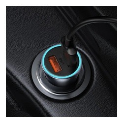 Автомобильное зарядное устройство Baseus TZCCJD-A0G Golden Contactor Pro Car Charger 2 USB 40W (кабель USB-Type-C 5A) Dark Gray- фото3