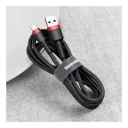 Кабель Baseus CATKLF-B91 Cafule Cable USB to Type-C 3A1m Black- фото2