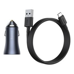 Автомобильное зарядное устройство Baseus TZCCJD-A0G Golden Contactor Pro Car Charger 2 USB 40W (кабель USB-Type-C 5A) Dark Gray- фото6