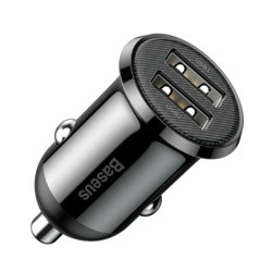 Автомобильное зарядное устройство Baseus CCALLP-01 Grain Pro Car Charger 2 USB 4.8A Black- фото
