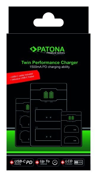 Зарядное устройство PATONA для двух батарей для CANON LP-E17, включая кабель USB-C- фото2